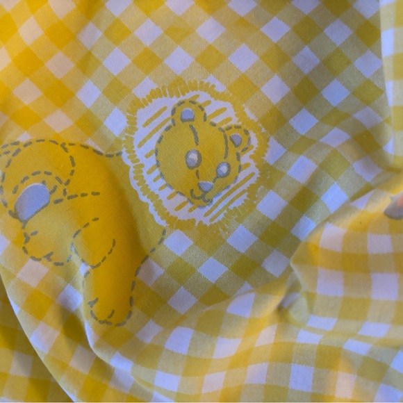 Vintage Yellow Gingham Safari Animal Crib Sheet - Picture 2 of 14